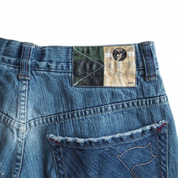Arme Welcome to the Hood "Victory" Vintage Streetwear Denim Shorts Men's 36 RARE - Picture 10 of 12